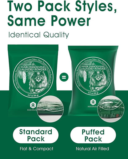 Pet Hair Remover for Laundry - Hair Dissolving Laundry Powder, Laundry Detergent & Stain Remover for Clothes, Dog Hair Remover, Cat Hair Remover, 96.7% Pet Hair Dissolving Rate, 2 Sachets