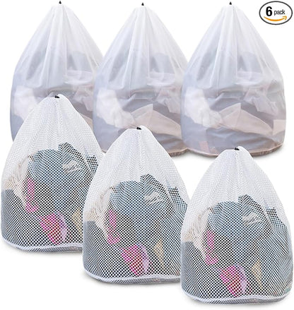 Extra Large Mesh Laundry Bags Washing Bag 6Pack Delicates Bag and Zipper Laundry Bag Jumbo for Washing Machine Large Mesh Bags for Blankets, Bedding, Coats, Toys (6PCS-XXXL)