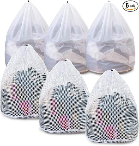 Extra Large Mesh Laundry Bags Washing Bag 6Pack Delicates Bag and Zipper Laundry Bag Jumbo for Washing Machine Large Mesh Bags for Blankets, Bedding, Coats, Toys (6PCS-XXXL)
