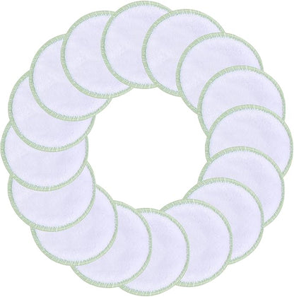 SUNLAND Reusable Makeup Remover Pads for Face,Eye,Lips 16 Pack Microfiber Face Cleansing Gloves Washable with Laundry Bag and Travel Bag Rounds Toner Pads（Round 3.15inchx16 White）