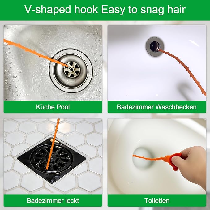 5 Pcs Hair Drain Clog Remover Tool,Hair snake Tool Opener，Flexible Pipe Clog Remover Tool for Toilet, Kitchen Sink, Bathroom Tub, Shower, Sewer