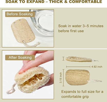 Natural Loofah Dish Sponges 5 Pack, Reusable Kitchen Scrubbers for Dishes, Pots and Pans, Non Scratch Plant-Based Scrubbing Pads for Dishwashing and Household Cleaning