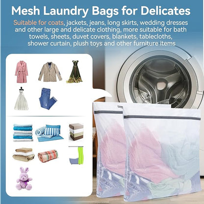 Extra Large Mesh Laundry Bags for Delicates,30"x30" Laundry Bags Mesh Wash Bags for Washing Machine, Delicate Laundry Bag, Travel Clothing Storage Bags for Cruise, Camping, College (2 Pack)