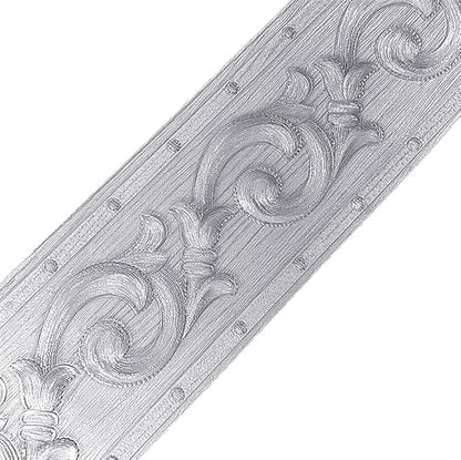 Silver Flower 3D Wallpaper Border Peel & Stick PVC Wall Covering Kitchen Bathroom Bedroom Tiles Decor Sticker,4 Inch by 16.5 Feet1