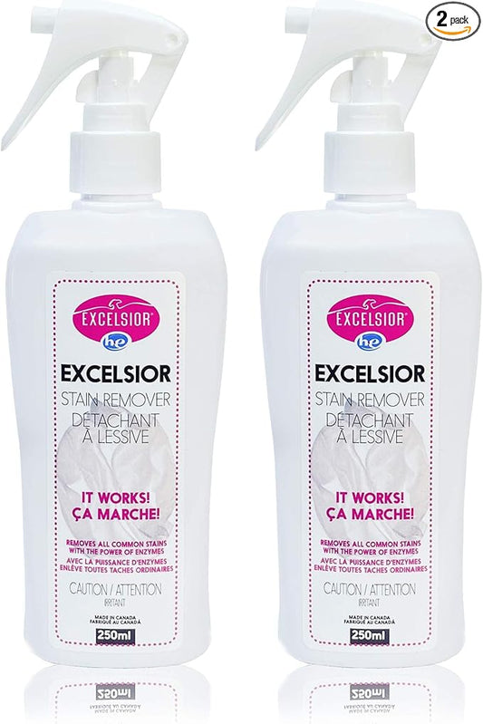Excelsior HE Laundry Stain Remover Spray for cleaning clothes naturally with enzymes- 250 Millilitres color-safe and Eco-friendly
