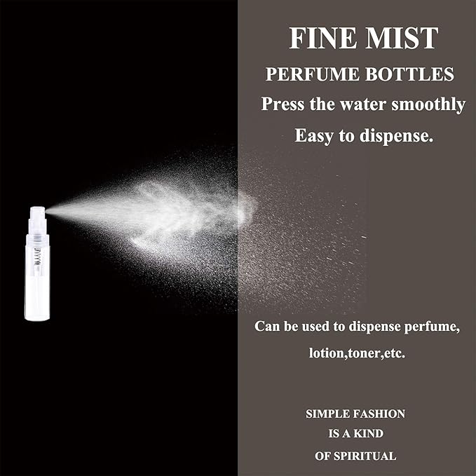 Mini Spray Bottle 100PCS 2ML Clear Plastic Empty Sample Containers Fine Mist Perfume Travel Refillable Spray Bottle Perfume Atomizer Small Travel Size Spray Bottle for Cleaning, Essential Oils