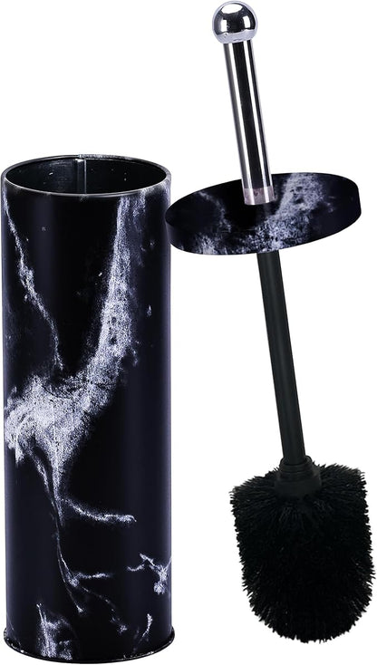 Zahari Home Toilet Bowl Brush with Holder, Black, Metal