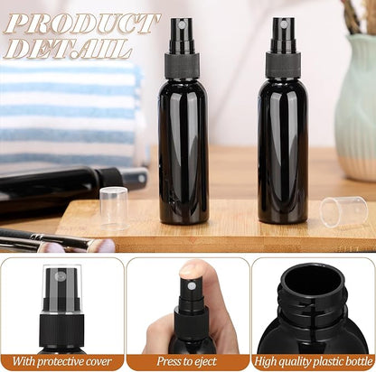 Tanlade 100 Pcs 2oz Small Spray Bottles Refillable Mini Spritzer Clear Empty Plastic Spritz Bottle Refillable Reusable Travel Size Mist Sprayer for Travel Cleaning Perfume Liquid(Black)