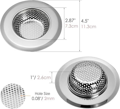 Kingrol Kitchen Sink Strainer 6-Pack, 4.5 Inch Stainless Steel Sink Drain Strainer, Fine Mesh Anti-Clog Food Catcher, Universal Fit for Standard Kitchen Drains, Dishwasher Safe
