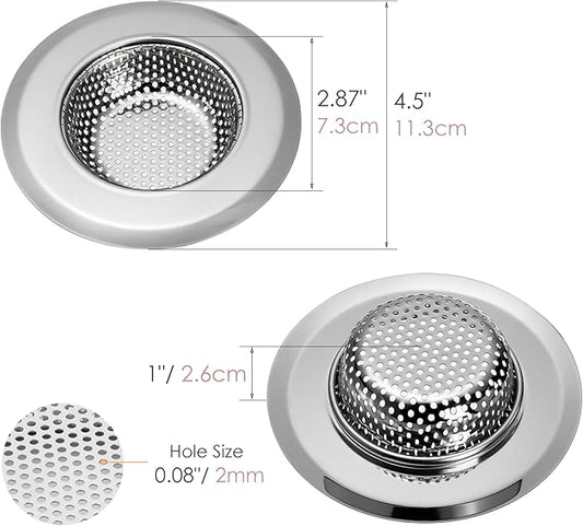 Kingrol Kitchen Sink Strainer 6-Pack, 4.5 Inch Stainless Steel Sink Drain Strainer, Fine Mesh Anti-Clog Food Catcher, Universal Fit for Standard Kitchen Drains, Dishwasher Safe