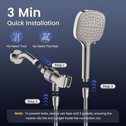 Filtered Shower Head with Handheld, High Pressure 7 Spray Showerhead with Filters, Detachable Shower Heads, Water Softener Filters for Hard Water - Remove Chlorine