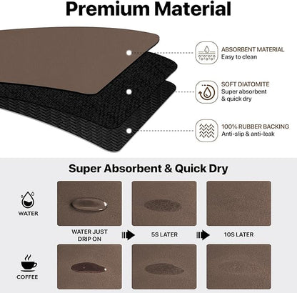 Bloss Dish Drying Mat + Faucet Mat for Kitchen Sink, Kitchen Sink Mats with Non-Slip Rubber Backed, Sink Matt for Kitchen Sink - 2PCS/Brown