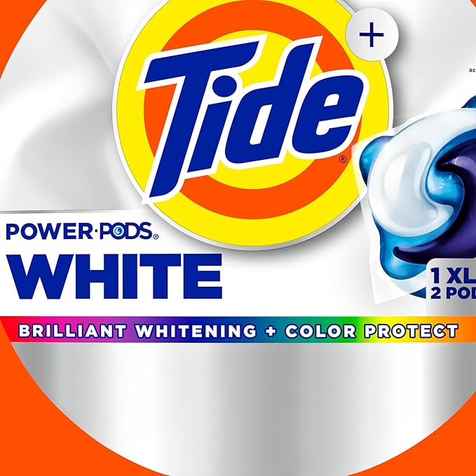 Tide Power PODS White Laundry Detergent Pacs, 18 Count, Brilliant Whitening + Color Protect