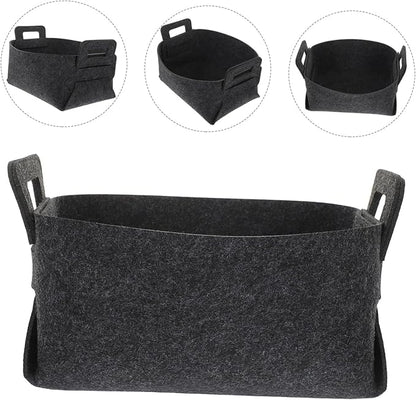 Luxshiny Felt Laundry Basket Handles Deep Gray Folding Storage Bin for Dirty Clothes Toys and Household Items Multifunctional Organizer for Bedroom and Nursery