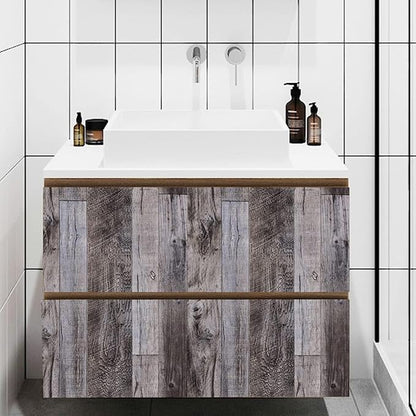 Yun-aeon Gray Wood Peel and Stick Wallpaper 34.6" X 480" Self Adhesive Wallpaper Backsplash Line Removable Wall Paper Bathroom Old Furniture Renovation Furniture