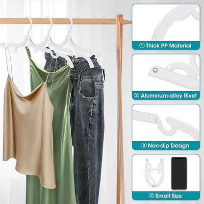 30 Pcs Travel Hangers Portable Foldable Travel Hanger Organizer, Plastic Cruise Essentials Clothes Drying Rack Folding Hangers for Camping Flying RV Europe Vacation Essentials Suitcase, White