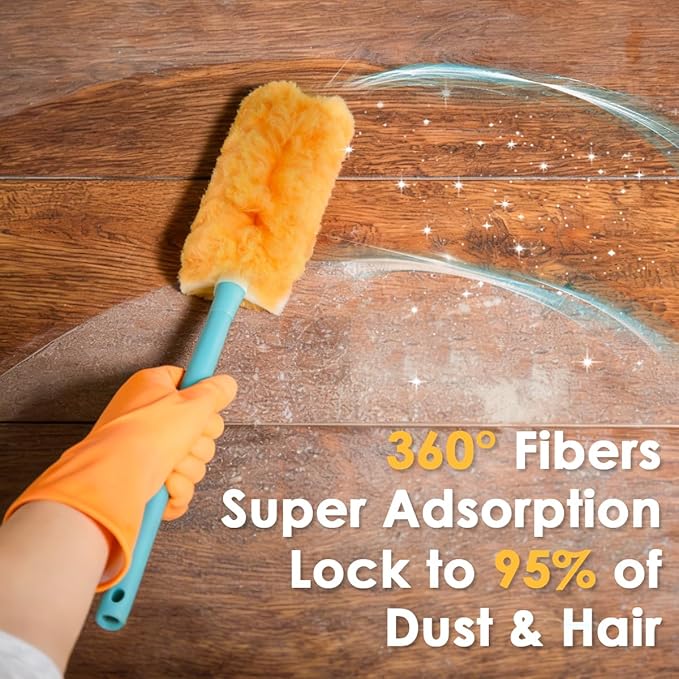 20 Count Compatible with Swiffer Heavy Duty Duster Refills, Unscented 360° Disposable Duster Microfiber Pads for Cleaning Home, Electronics, Blinds, Ceiling Fans, Furniture (Duster Refill Only)