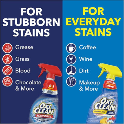 OxiClean Max Force Laundry Stain Remover Spray, 12 fl oz + 48 Fl Oz Refill Bottle Kit 60 Fl Oz Total