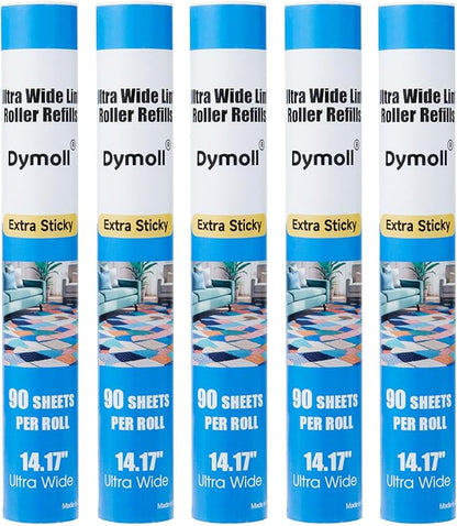 14.17" Lint Roller Refills, Extreme Sticky Large Surface Lint Roller for Cleaning Pet Hair, Wall, Dust, Carpets, Floor, Clothing, Car, 4 Rollers Total 360 Sheets