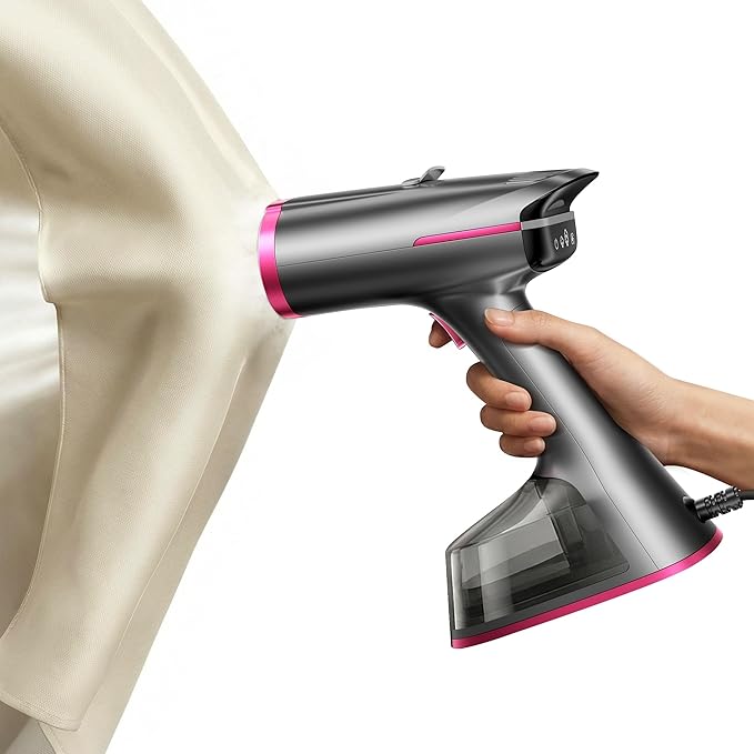 DRFLASH Vacuum Steamer for Clothes, 6000Pa 2 in 1 Portable Suction Handheld Steamer Iron,3 Modes & LED Display Garment Steamers for Travel and Home,110-120V