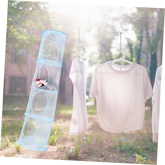 1pc Ventilated Drying Basket Space-saving Clothes Organizer Capacity and Four Compartments for Laundry and Toy Storage