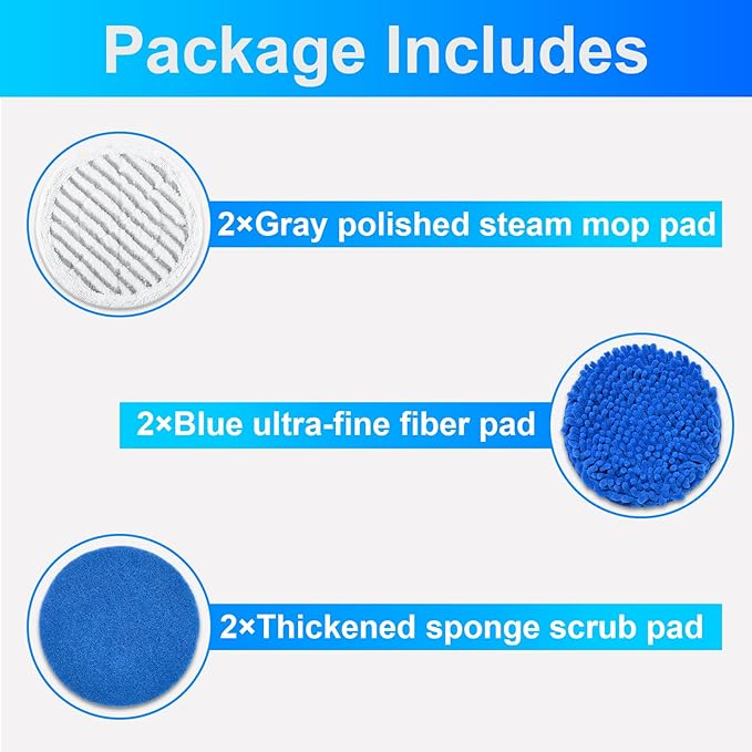 6-Pack Washable Steam Mop Pad Replacement Set Compatible with Shark Steam Mop Models S8001, S8201, S8002BRN, S7201, S7000 | Combines Steam Cleaning and Scrubbing with Anti-Slip Grip Pads