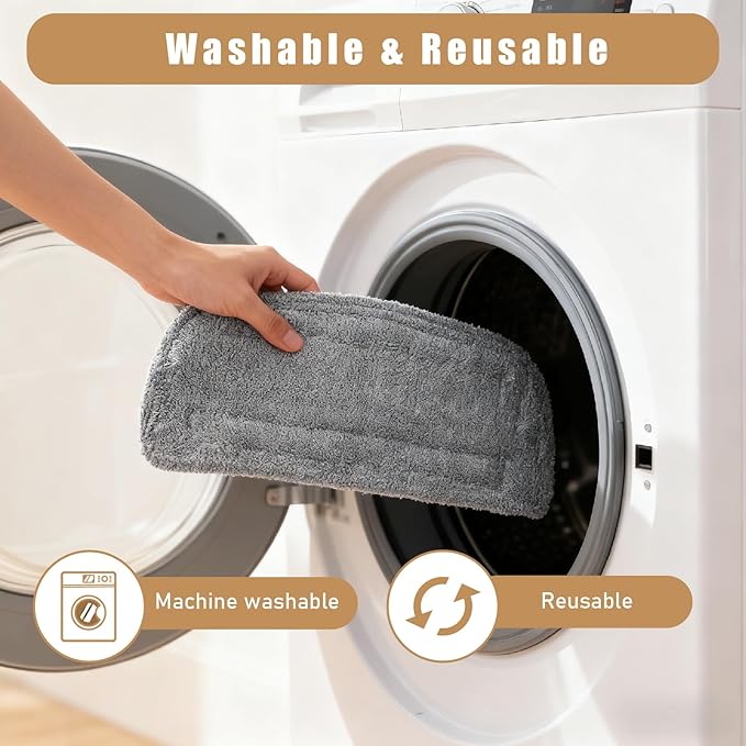 GF-6610 Steam Mop Pads - Washable Microfiber Replacement Cloths Compatible with GorFanty GF-6610B, Neugo NE033/NE033M & Mxnsewr Steam Mops (6 Pack)