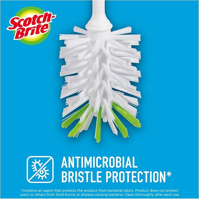 Scotch-Brite Glass and Water Bottle Brush, Long-Lasting,Safe on Glassware,Shaker Bottles,Food Processors & More,Non-Slip Handle, Durable,Reusable,Clean in Top Rack of Your Dishwasher (Pack of 6)