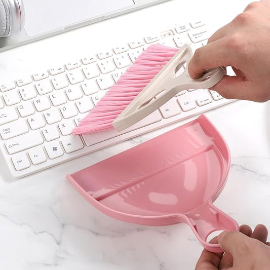 6 Pcs Small Dustpan and Brush Set Small Broom and Dustpan Set Whisk Broom and Dust Pan with Handle Nesting Cleaning Sweep Tool for Desk Car Table Keyboard Pet Nest Countertop