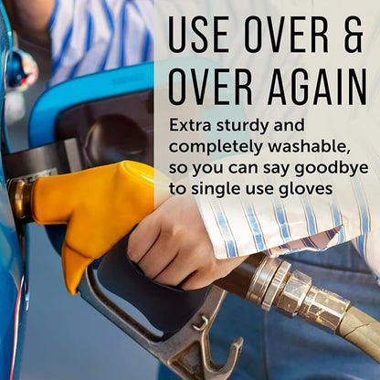 Maplefield Reusable Silicone Gas Pump Gloves - One Size Fits Most, Blue - Magnetic Pump Grip & Magnetic Hand Cover for Fuel Nozzle - Easy-Clean Reusable Fuel Glove