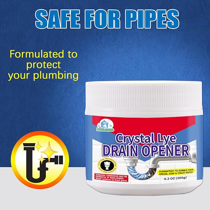 BELL BIRDCrystal Lye Drain Opener,Lye Sodium Hydroxide,Unclogs Bathroom and Kitchen Sinks,Drains,Shower Pipes (1PSC)