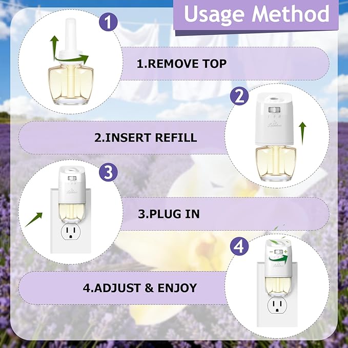 FIRIK Plug Ins Refills Air Freshener - Linen & Vanilla & Lavender Scent - 12 Pack for Home and Bathroom, Compatible with Air Wick & Glade, Not Include Glade Plus