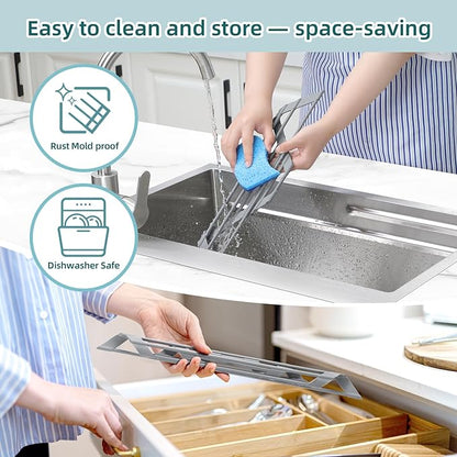 Ohuhu Triangle Roll Up Dish Drying Rack, Anti-Slip Organizer for Kitchen Sink Drying Rack with Full Silicone Wrapped for Top of Sink Coner Grey