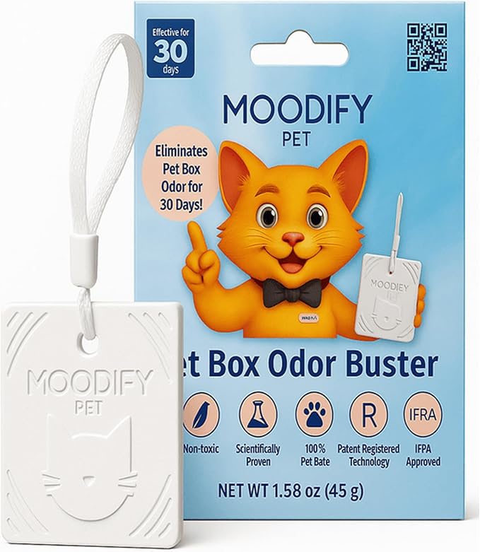 MoodifyPet Cat Litter Odor Eliminator | 30-Day Non-Toxic, Fragrance-Free Pet Odor Absorber | Safe for Cats, Kids & Homes | Advanced Tech Neutralizes Odors Naturally