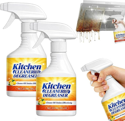 Kitchen Heavy Oil Cleaner Spray 8Oz, All Purpose Foaming Degreaser, Grease Remover for Stove, Oven, Range Hood, Counters & Multi-Surface Household Cleaning (2 set)