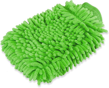 House Cleaning and Car Wash Mitts, Home Dusting Microfiber Gloves, Washing Clean Polish Faster (2-Pack, Green)