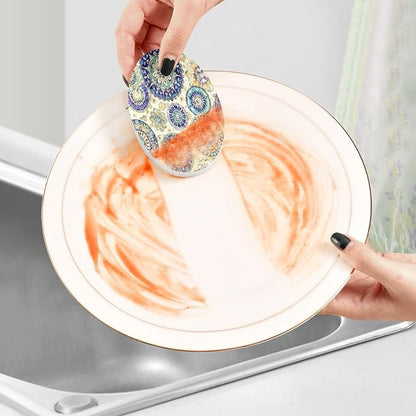 Mandala Kitchen Scrub Sponges, Pop-up Kitchen Cleaning Sponges Reusable Dish Washing Sponges for Bathroom Household Cleaning 3 Pack - Non Scratch Scrubber