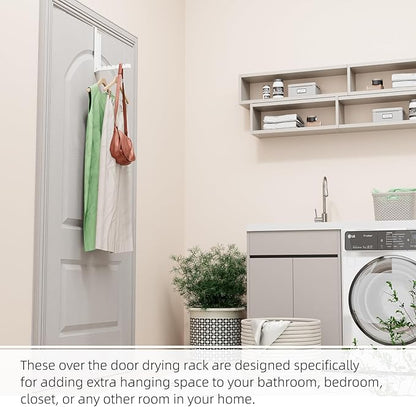 BAKON Over The Door Hanger Folding Clothes Drying Rack, Folding Hanging Coat Rack for Indoor Laundry Room Compact Small Space Foldable Portable Clothing Hanger Hook Collapsible- 2 Pack