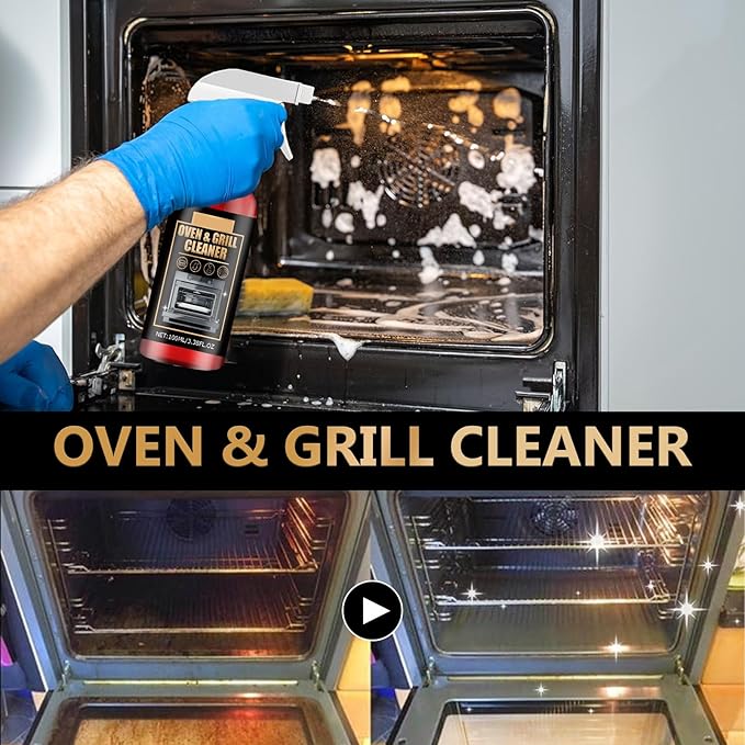 Oven And Grill Cleaner,Stovetop Cleaner,Heavy Duty Oven And Grill Cleaner Spray,For Stovetops, Grates, Stainless Steel- Removes Grease, Burnt-On Food & Grime (2PC)