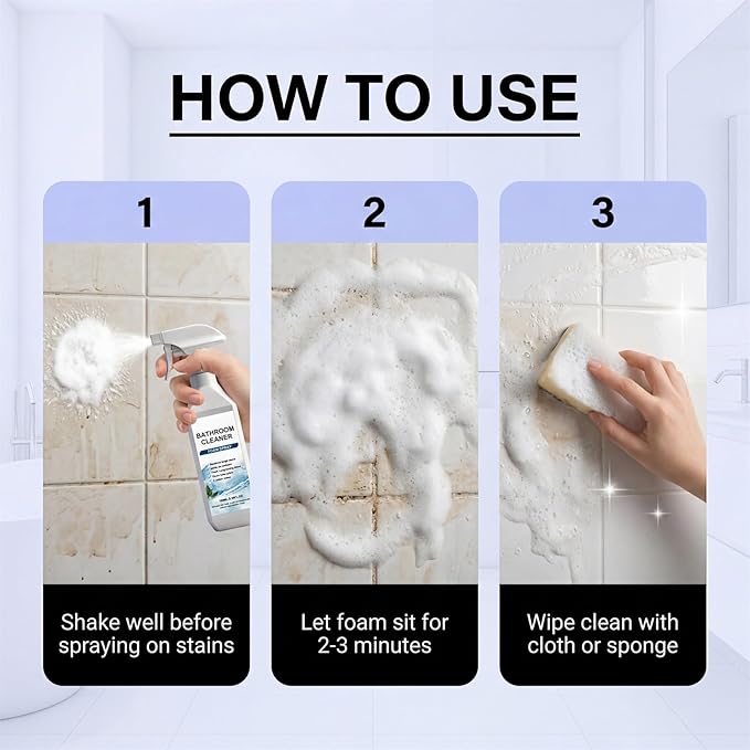Scale Remover Bathroom Cleaner Foam Spray, Bathroom Descaler Foam Cleaner, Bathrooms and Shower Foamer Aerosol for Tiles, Glass, Stainless (300ml)
