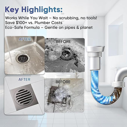 Powerful Pipe Dredging Agent, Pipeline Dredging Agent, Powerful Quick Cleaning Drain, Kitchen Sink Drains and Pipe Cleaner, for Kitchen Bathroom Toilet