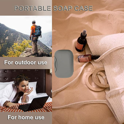 Travel Soap Holder Bar Soap Dish Shower Soap Saver Case Container Box for Bathroom Camping Gym Vonpri (Gray Without Bag)