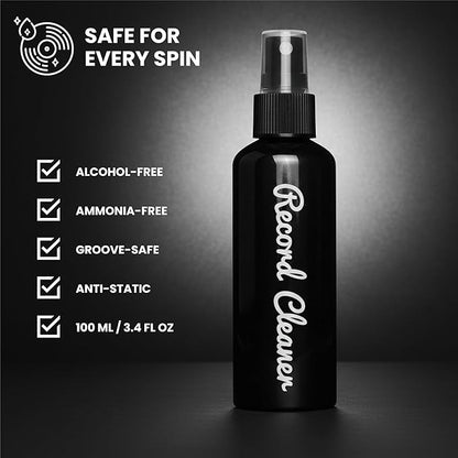 Big Fudge Record Cleaning Solution for Vinyl Records - 100ml (3.4oz) - LP Cleaner Fluid Refill Bottle for 4-in-1 Cleaning Kit - w/Fine Spray Nozzle