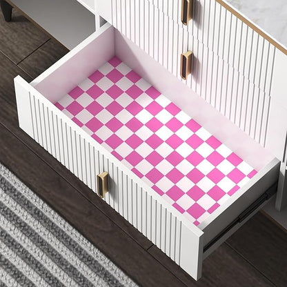 Modern Peel and Stick Wallpaper Pink and White Mosaic Checkered Contact Paper 17.7"x118" Self Adhesive Lattice Wallpaper Removable Decorative Wallpapers for Bedroom Countertops Cabinet Vinyl Roll