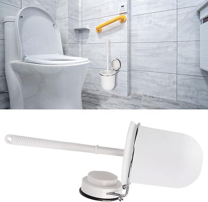 Toilet Brush, Plastic Toilet Brush with Toilet Brush Holder, Quick Dry Toilet Brush Holder, Wall Mount, with Suction Cup, White 33x12x10.2 cm