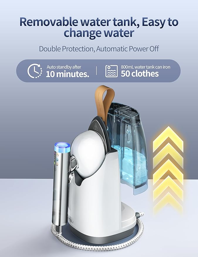 Sundu 2-in-1 Garment Steamer, 30s Heat-Up, 800mL, 6 Steam Settings, Auto Off, Handheld & Standing, Portable Wrinkle Remover for Clothes, White