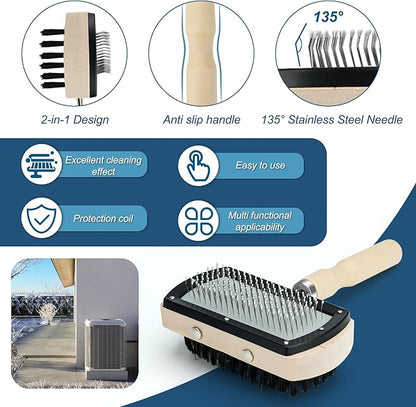 Sikawai Air Conditioner Coil Cleaning Brush - Double Sided HVAC Brush AC Coil Cleaner Brush for Evaporator & Condenser Fins, Heavy Duty Flexible Design for AC Units, Refrigerators & Heat Pumps
