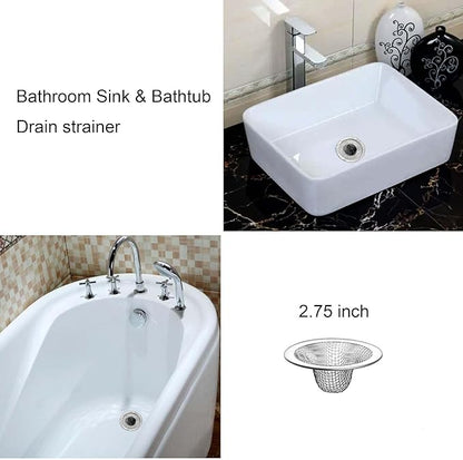 20Pcs Bathroom Sink Drain Strainer Screen Mesh, 2.75'' Stainless Steel Slop Basket Filter Trap Sink Drain Mesh Basket Hair Catcher Filter Cover for Lavatory RV Shower Floor Utility Drain