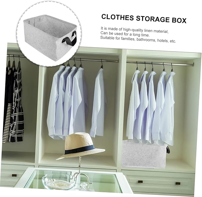 GLEAVI Collapsible Grey Storage Basket with Straps Medium Folding Clothes Container for Laundry Book Organization Multifunctional Home Textile Organizer for Pets