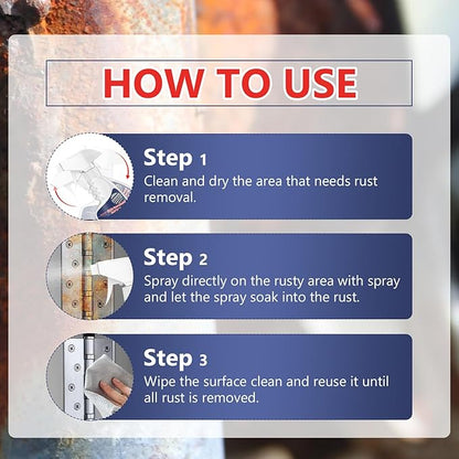 Heavy Duty Rust Removal for Metal,Multipurpose Rust Remover Spray,Stainless Steel Rust Remover Cleaner,Powerful Steel Rust Removal,Rust Converter for Various Metals Furniture